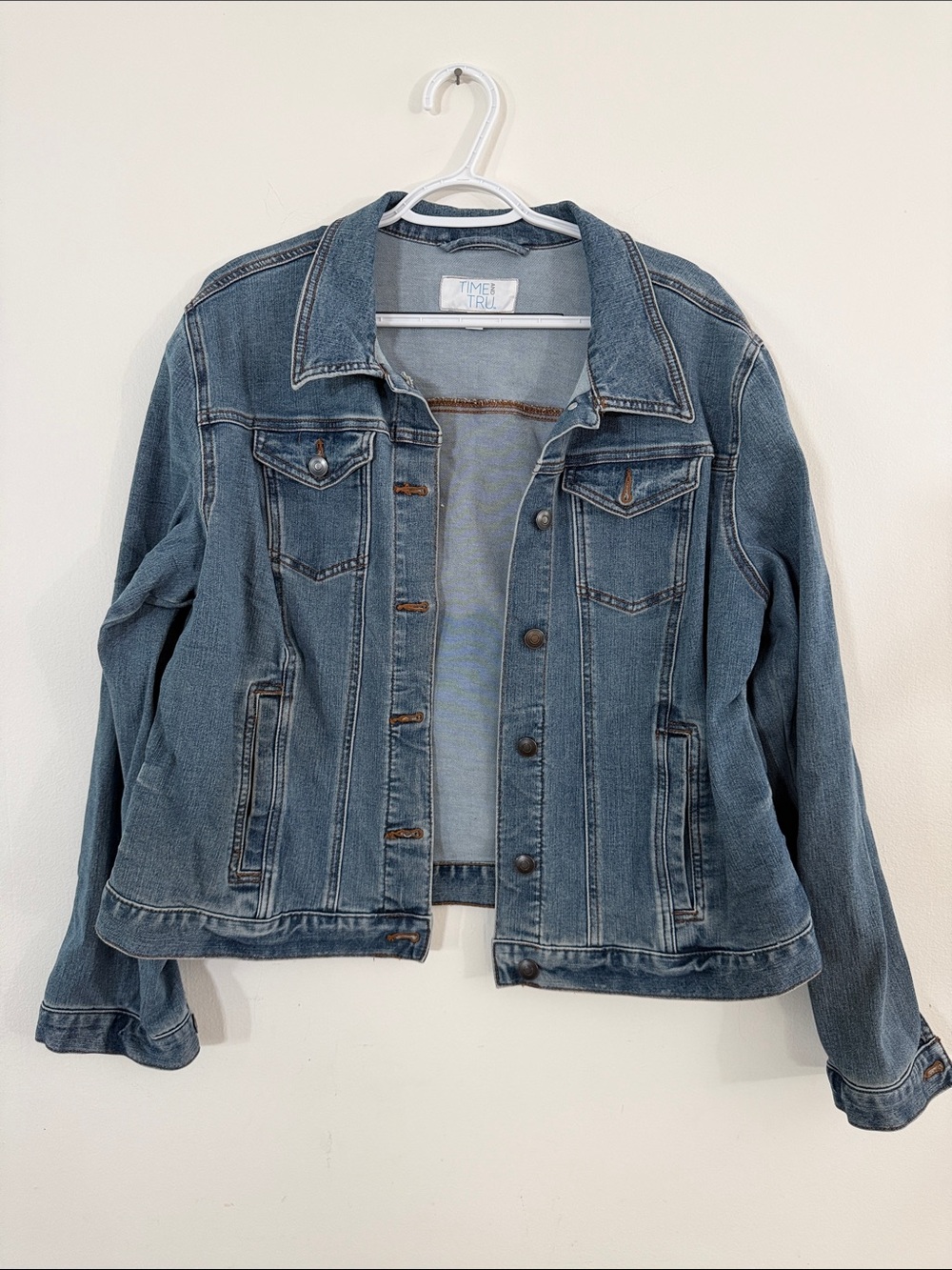 Time and Tru Medium Blue Denim Jacket with Chest Pockets